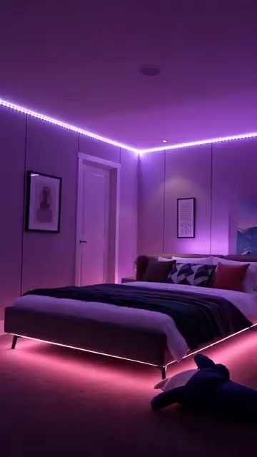 Under-bed strip glow setting a cinematic mood