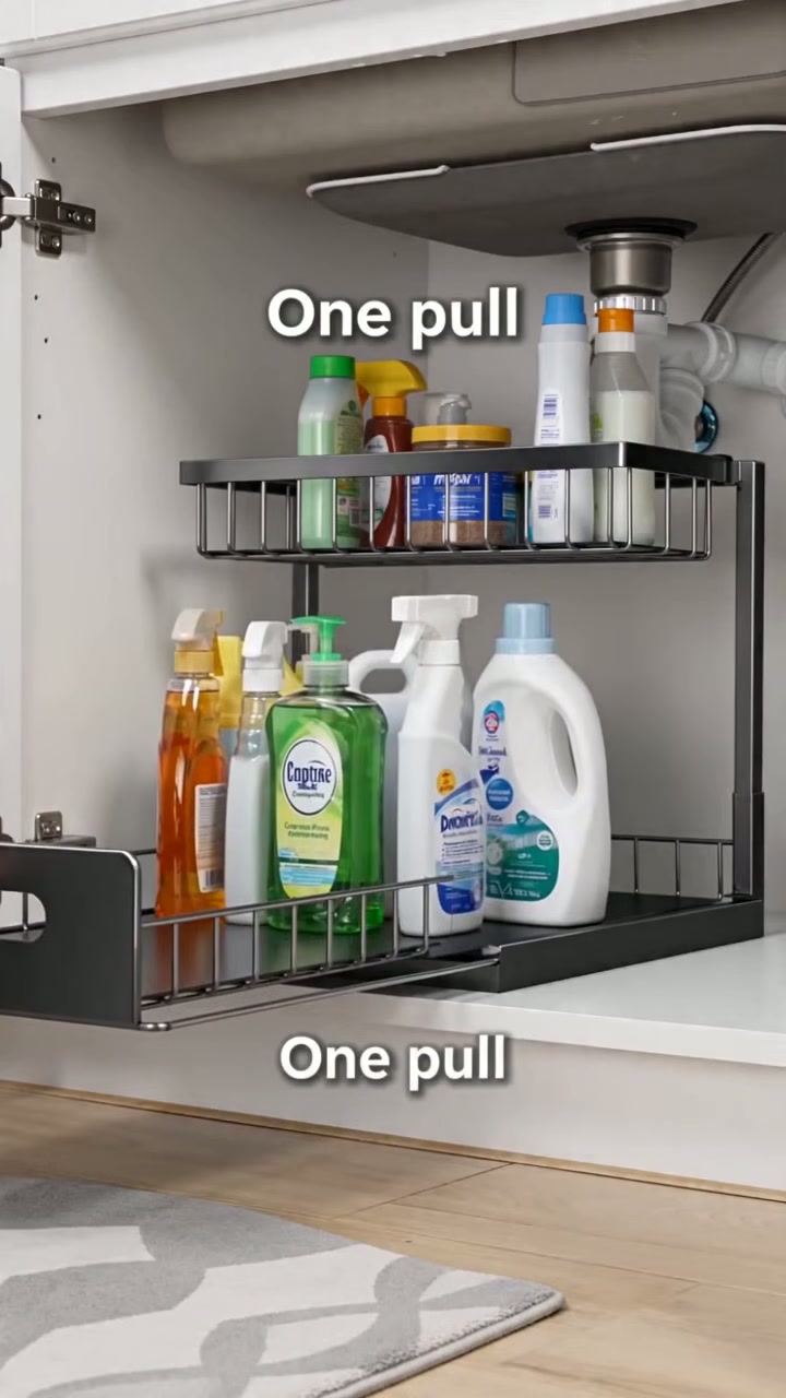 One pull brings the whole shelf out to you
