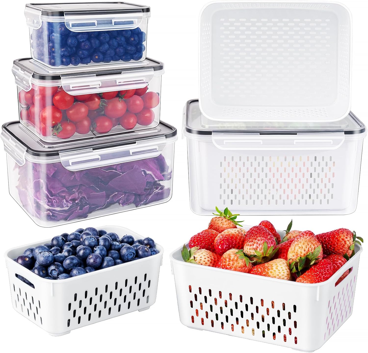 Fruit Storage Containers with Colander (4-Pack)