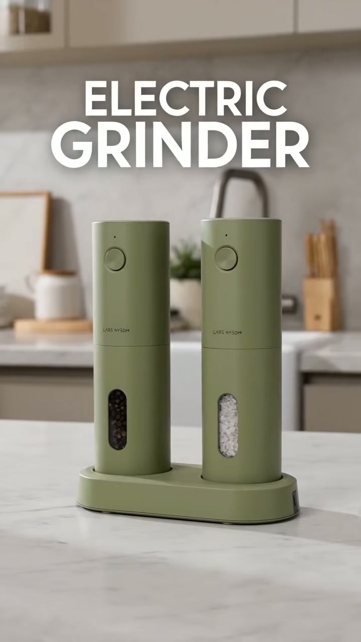 A matching pair of one-touch electric salt and pepper grinders