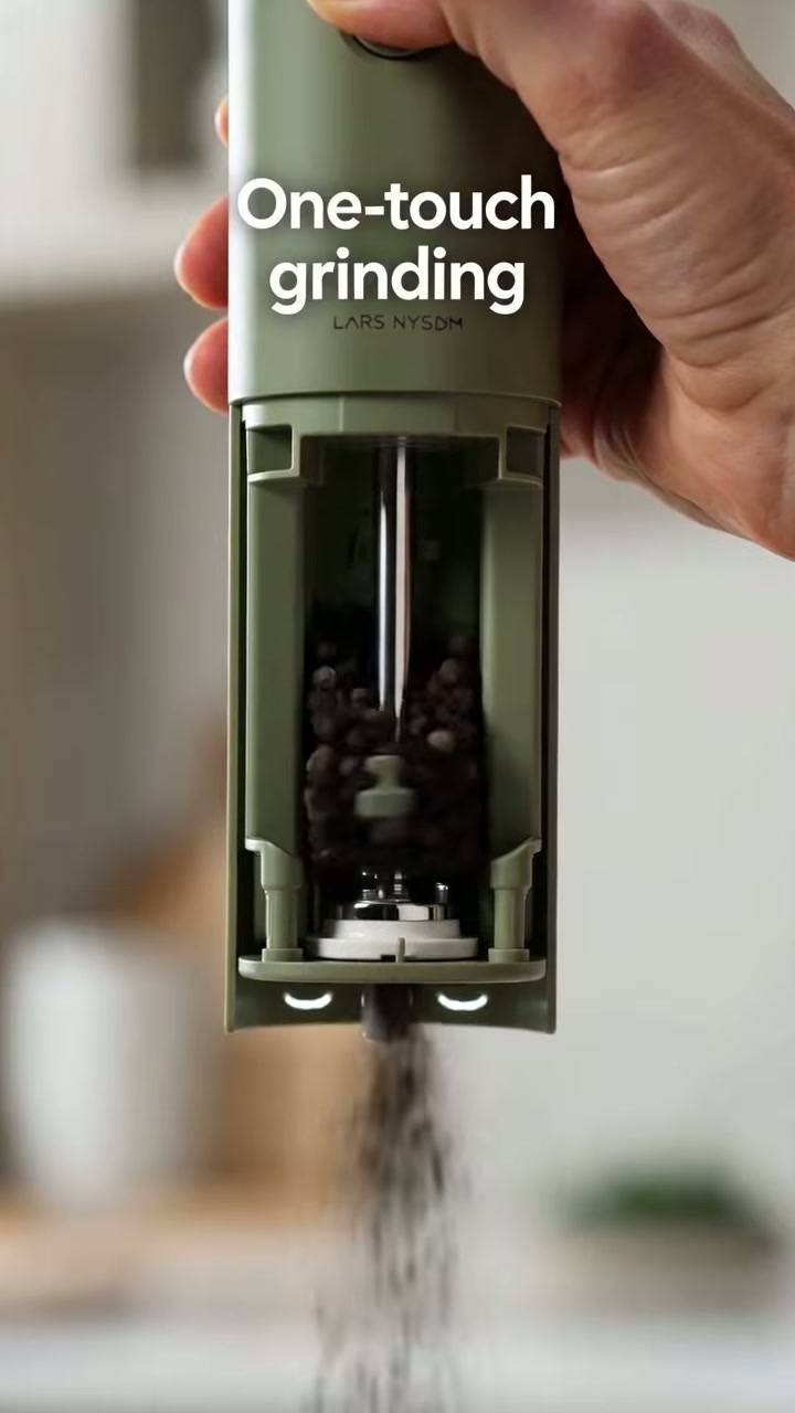 One button grinds whole spices fresh — no twisting