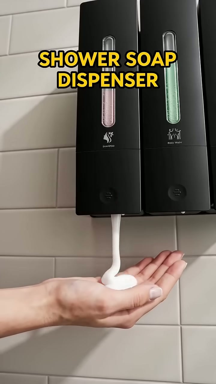 One press gives a measured dose of shampoo, conditioner or gel