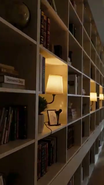 Warm ambient glow turning the shelf into a display